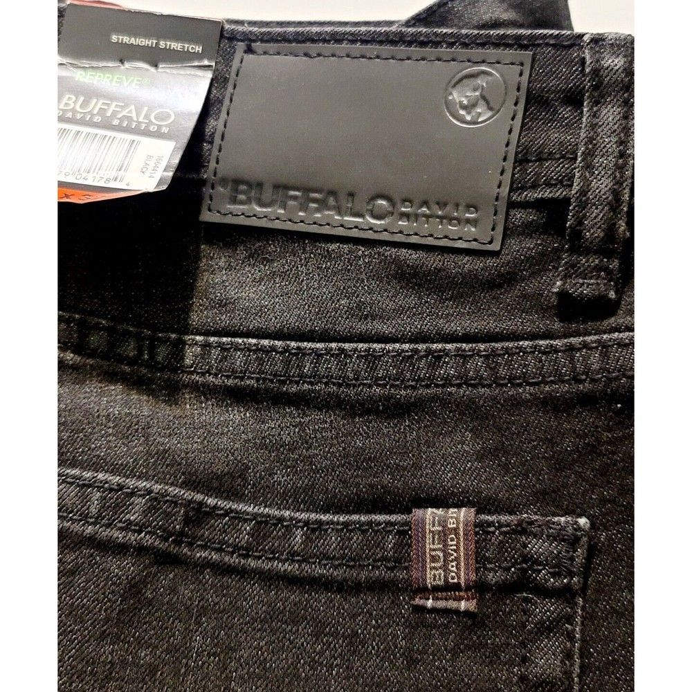 Buffalo David Bitton Men's 38x30 Straight Stretch Jackson 5-pocket Jeans Black - Picture 6 of 12